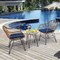 Costway 3PCS Patio Rattan Bistro Set Coffee Table Armchair Garden